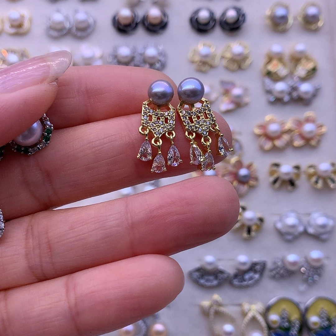 淡水珍珠耳饰合金