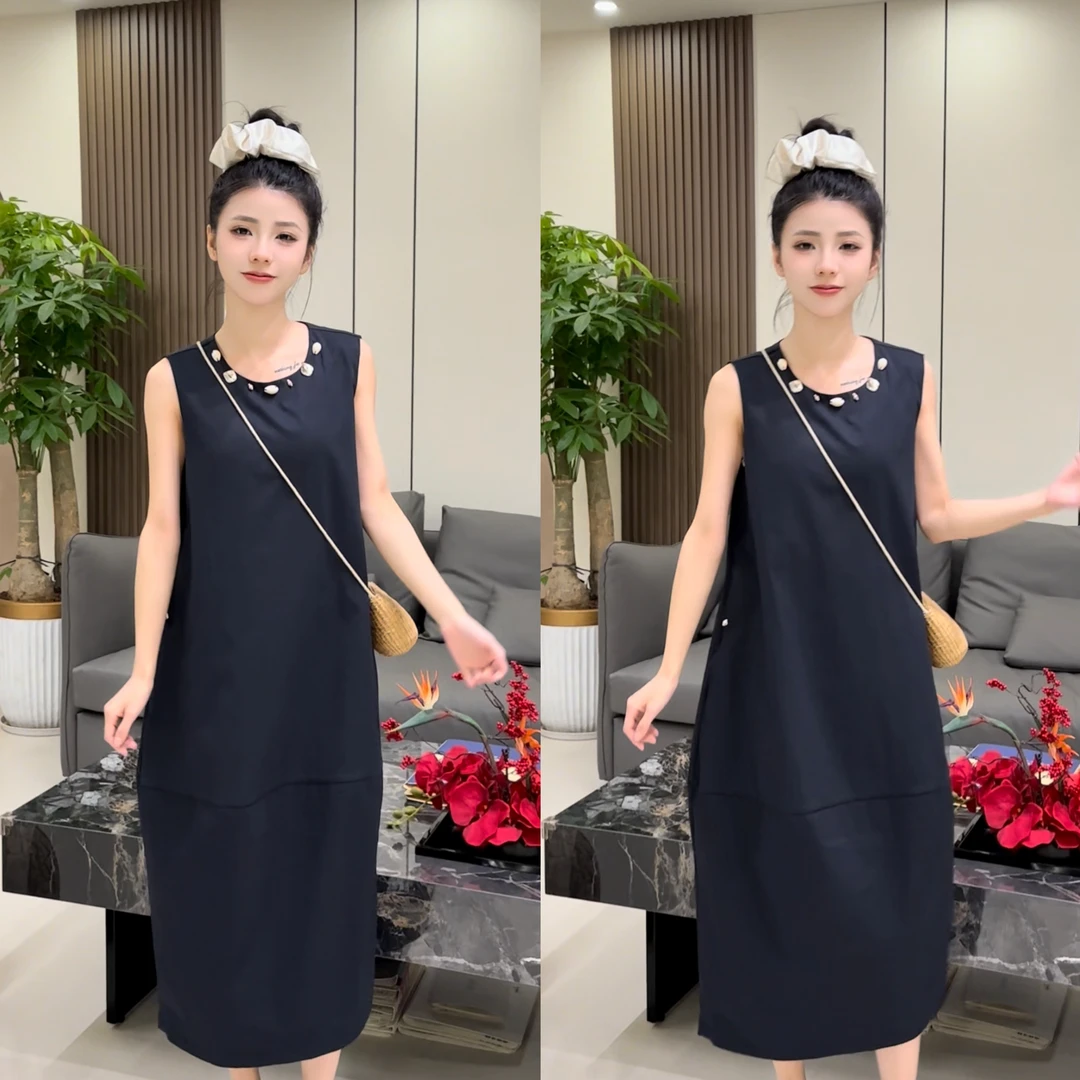 【温小柔定制.海边漫步】2025夏季新款贝壳宽松显瘦百搭时尚连衣裙