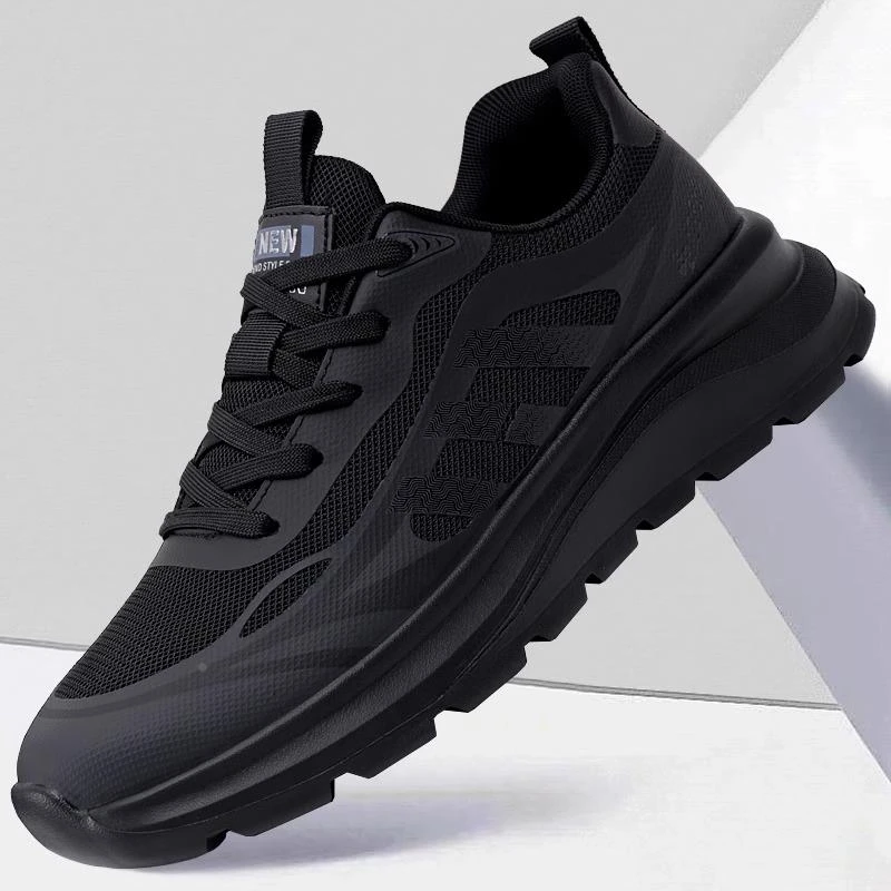 鞋子男鞋秋季2025新款潮流网面透气男士运动鞋黑色百搭休闲老爹鞋
