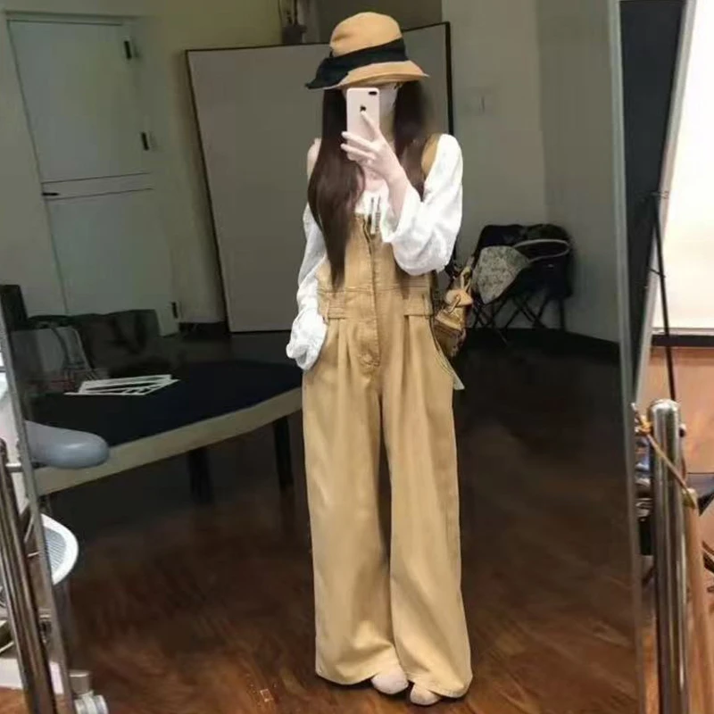 孕妇装秋季新款时尚显瘦百搭韩版休闲简约牛仔背带裤+上衣套装