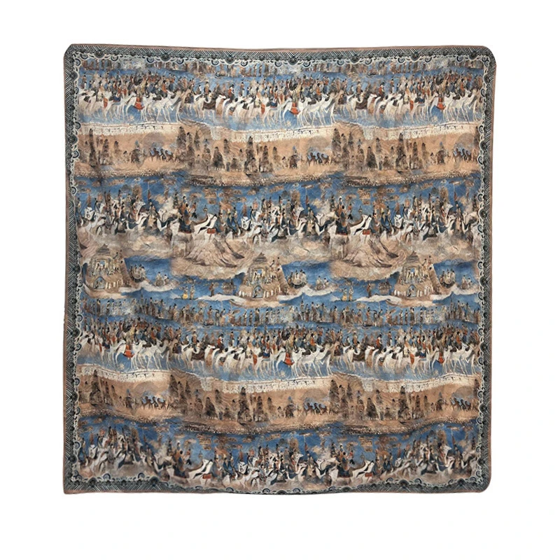 140*140春秋香云纱双面大方巾国风民族风三八妇女节送礼披肩丝巾