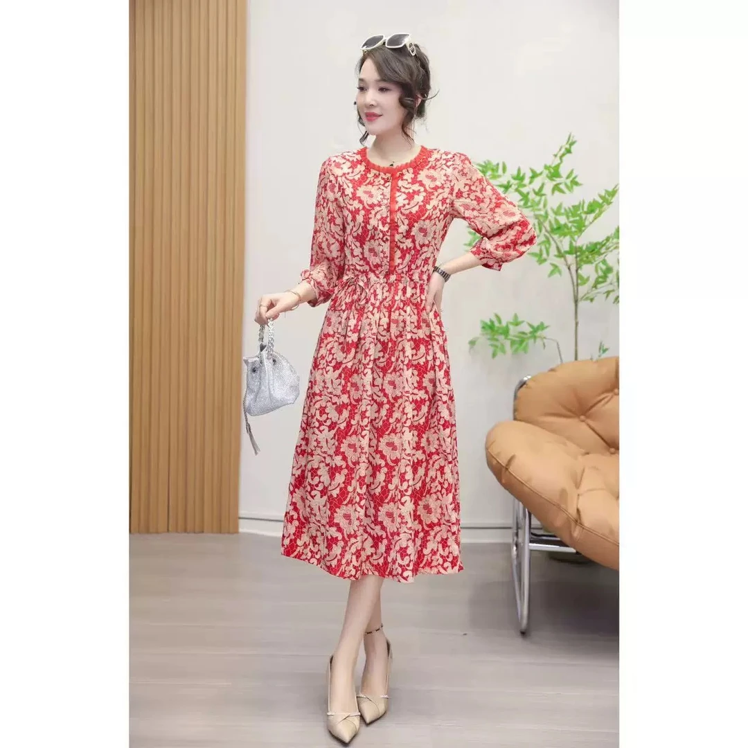 【撤柜断码甩】M1392女装连衣裙气质时尚秋季气质中长款裙子