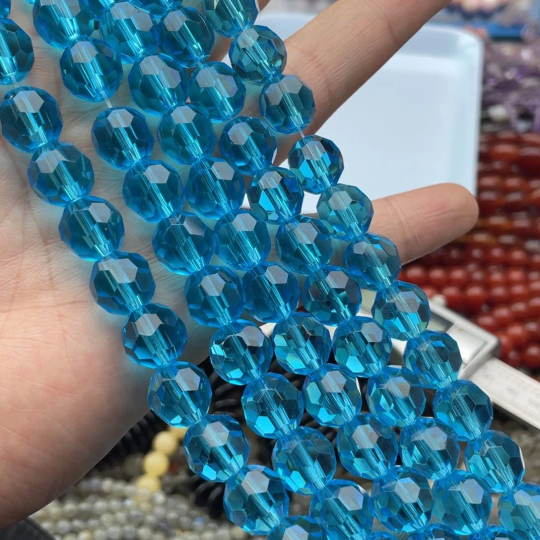 玛瑙/玉髓珠宝半成品未镶嵌一条装11mm蓝水晶切面