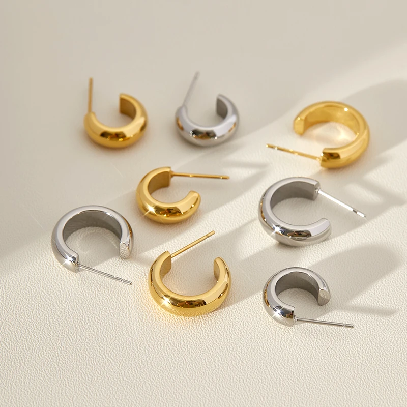 钛钢耳饰 单只C型小巧耳钉女士时尚百搭气质轻奢小众个性简约极简
