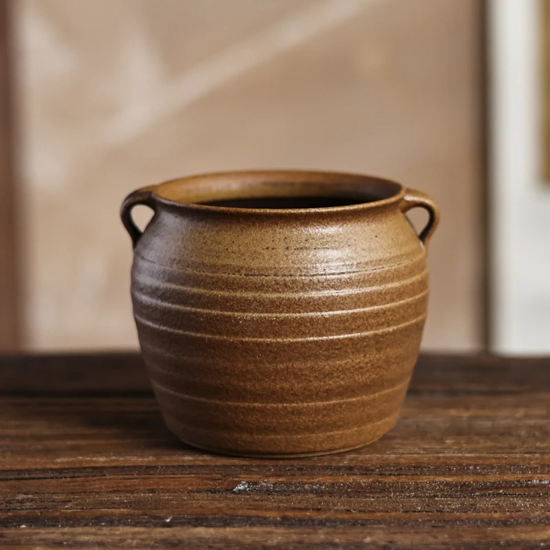 【宽窄】酱釉-灰念-古朴建水-口径9CM高9CM容量400CC（Q2840）