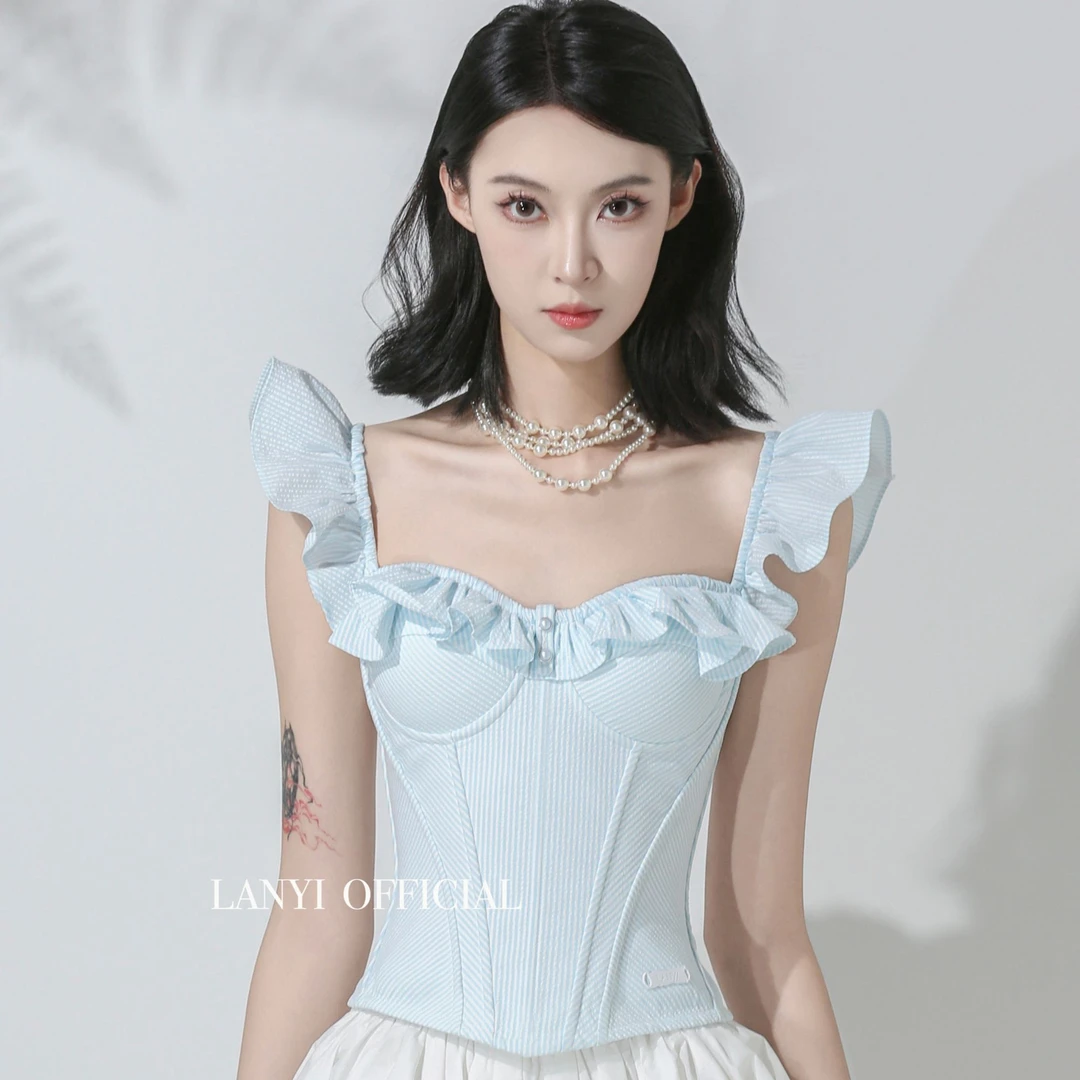 LANYI岚怡壹闺蜜心事甜美显瘦鱼骨胸衣外穿