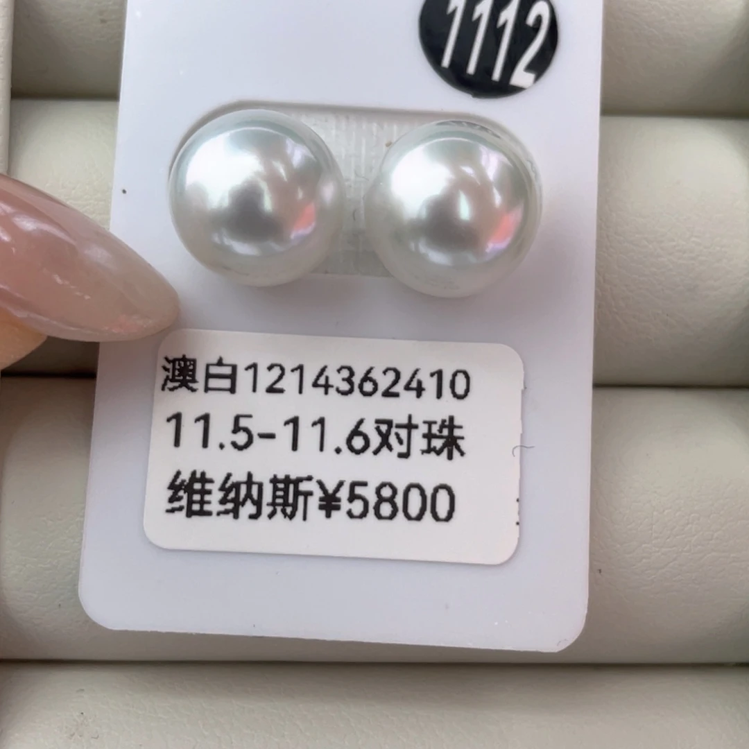 定制海水珍珠未镶嵌耳饰澳白11.5-11.6mm维纳斯
