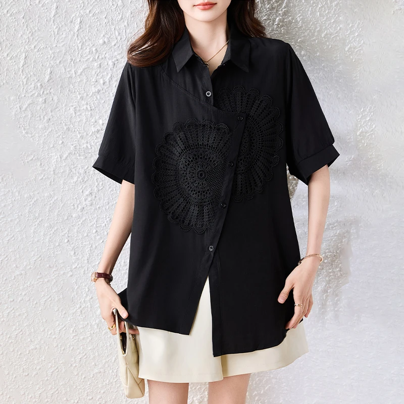 【女神新衣】胖mm时尚洋气显瘦遮肉T恤短袖v领上衣女