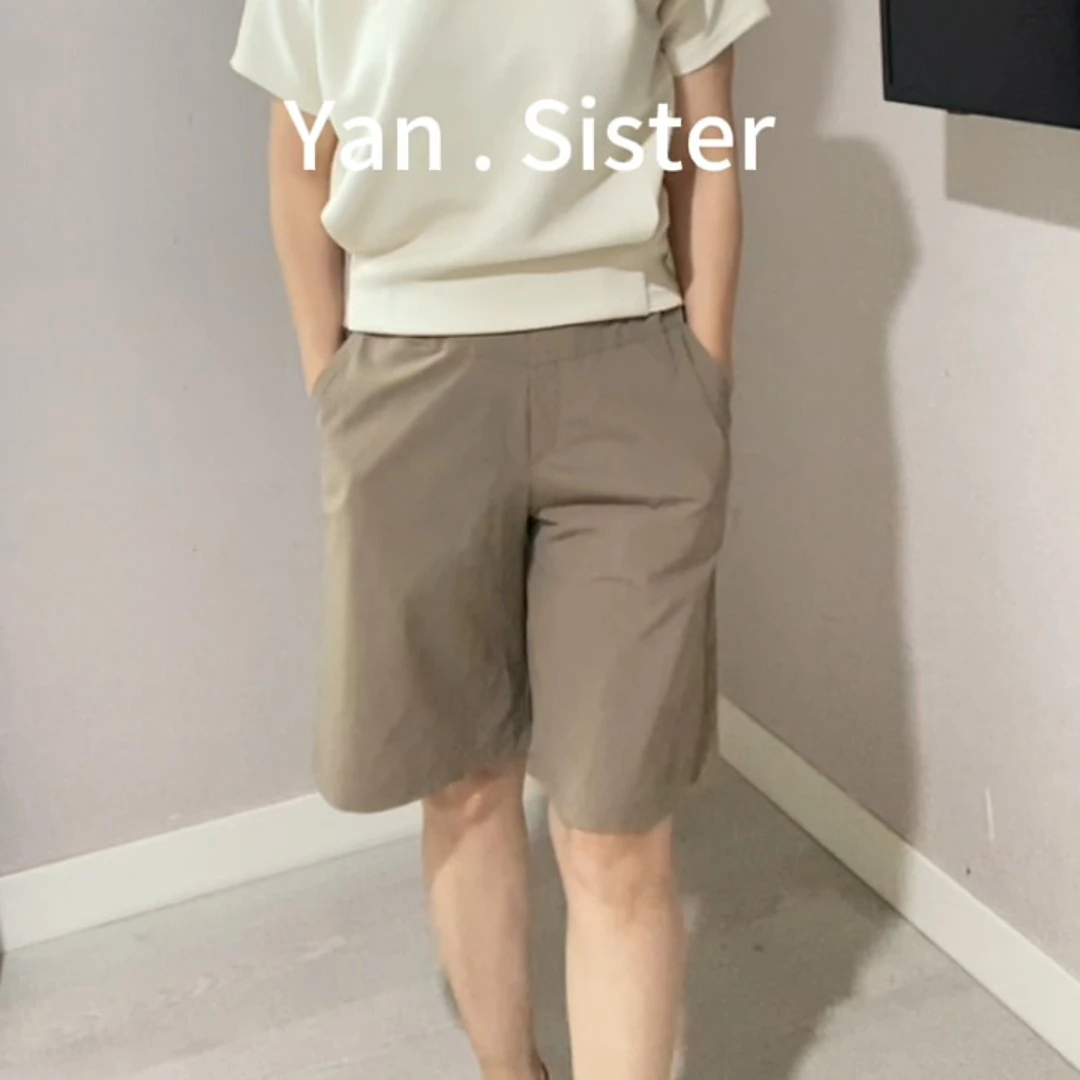 【延盛-五分短裤】韩国速干面料宽松大码舒适三色女士休闲裤