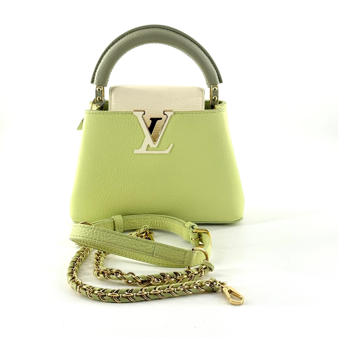 99新 LouisVuitton/路易威登 capucines卡普辛mini牛油果绿/98新