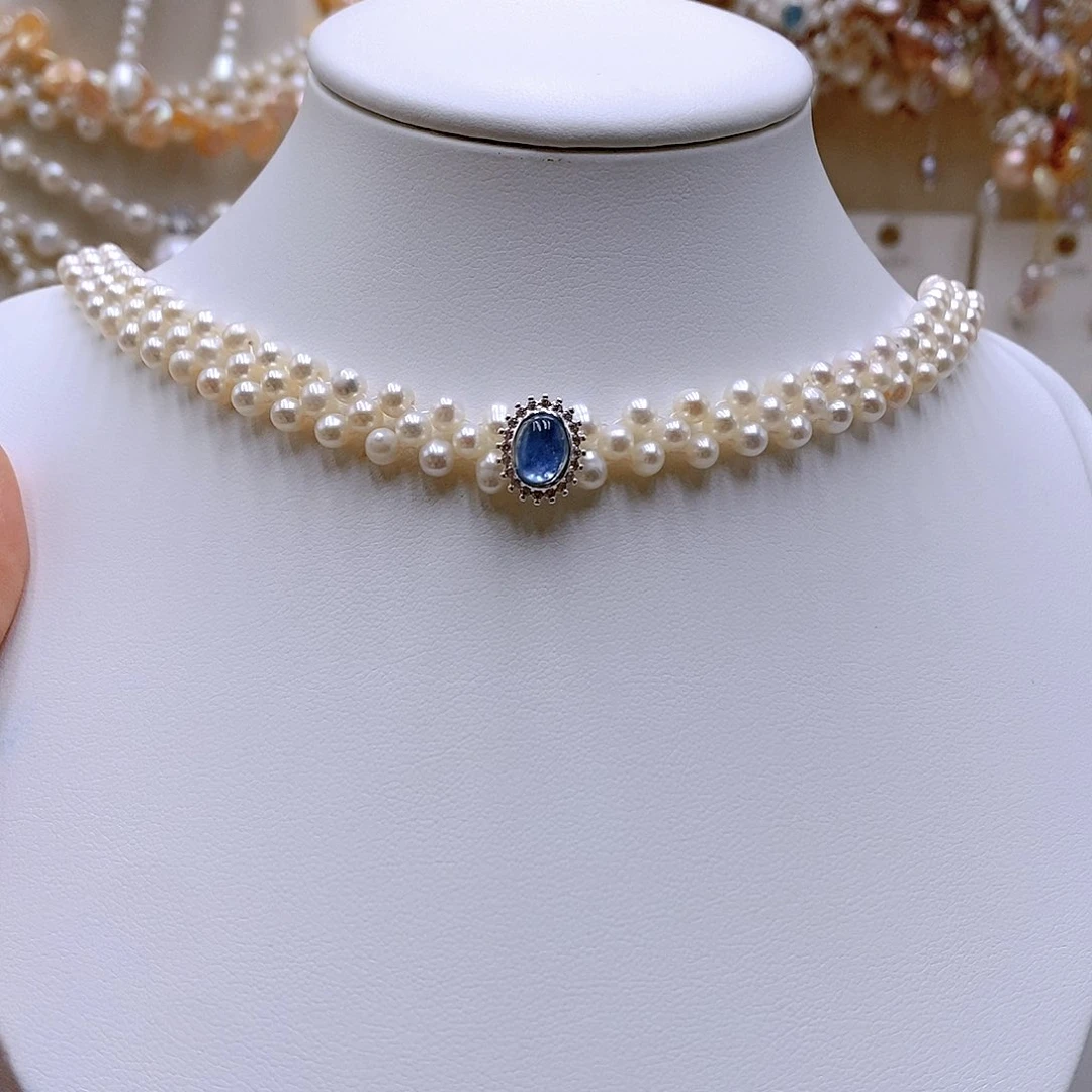 颈饰银S925镶嵌淡水珍珠香***i