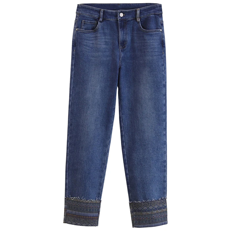 F706-【秀】复古拼接修身显瘦深色小脚牛仔裤#JKZ55Z003