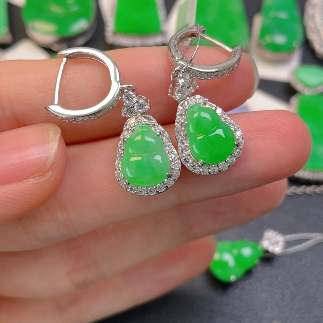 翡翠银S925镶嵌吊坠(不含链)耳坠