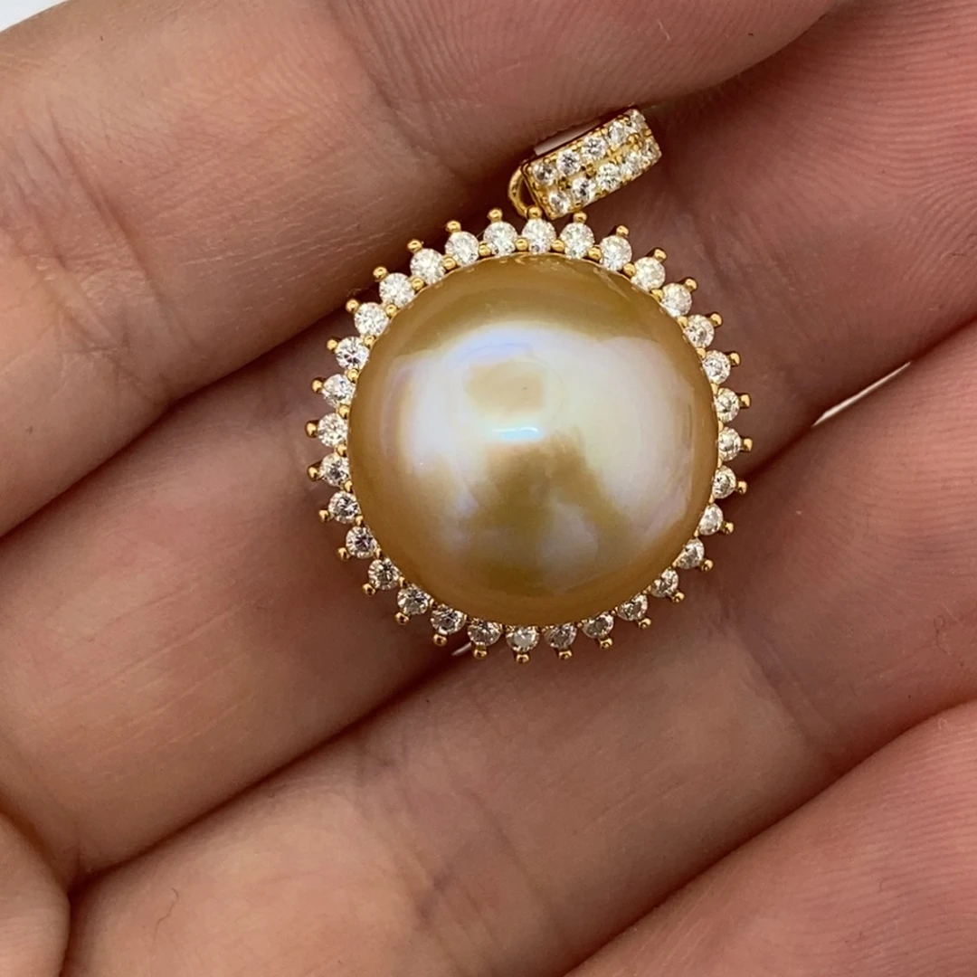 定制海水珍珠未镶嵌裸珠南洋金珠 15-16成品 不退不换