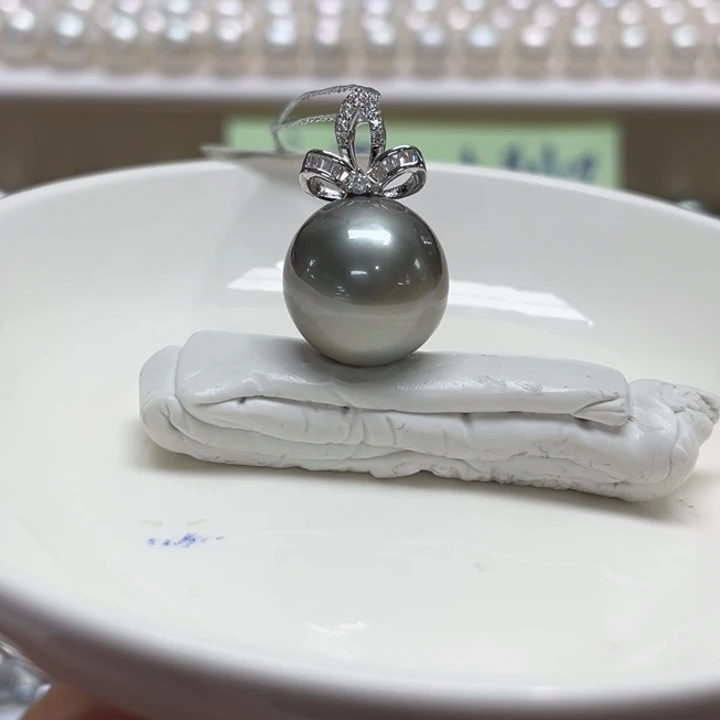吊坠(不含链)银S925镶嵌海水珍珠14-15mm110号
