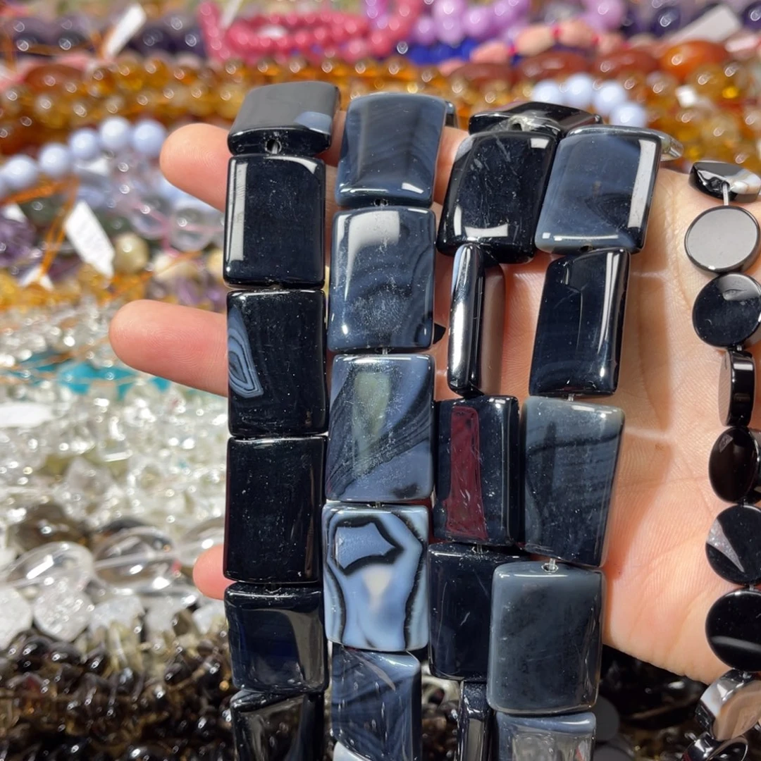 玛瑙/玉髓散珠黑玛瑙片