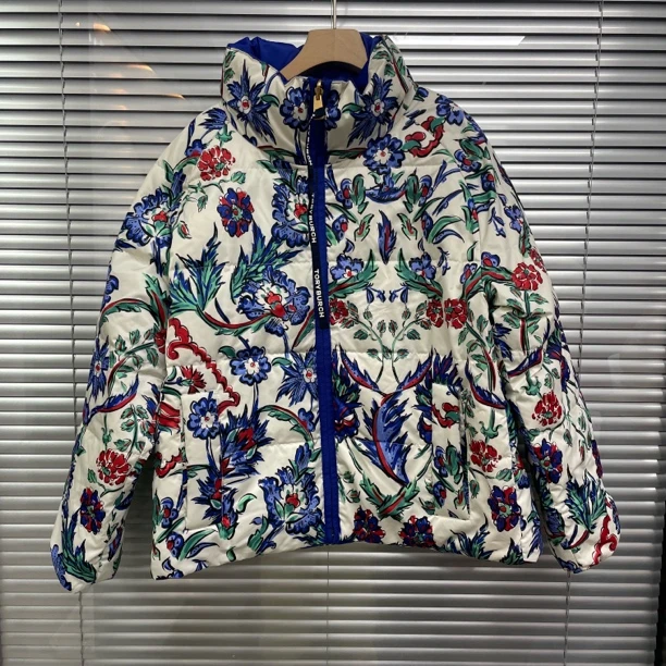99新 TORY BURCH/汤丽柏琦 花卉羽绒服/L码/D02197