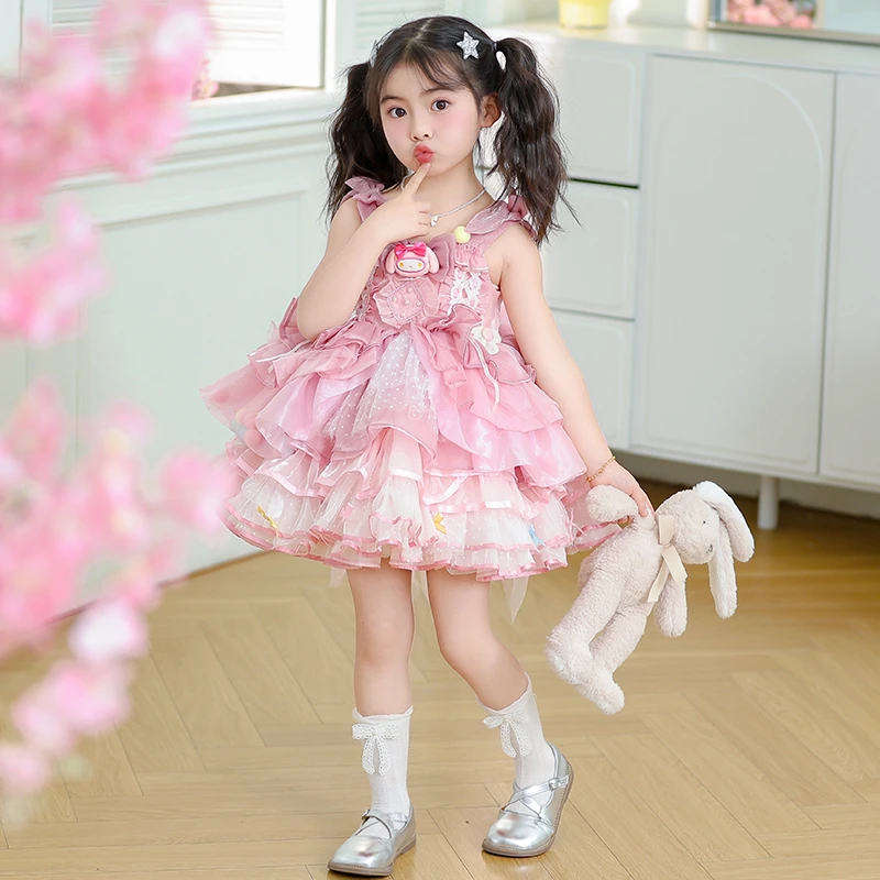 女童夏季连衣裙儿童洛丽塔公主裙女孩生日礼服夏装纱裙美乐蒂裙子
