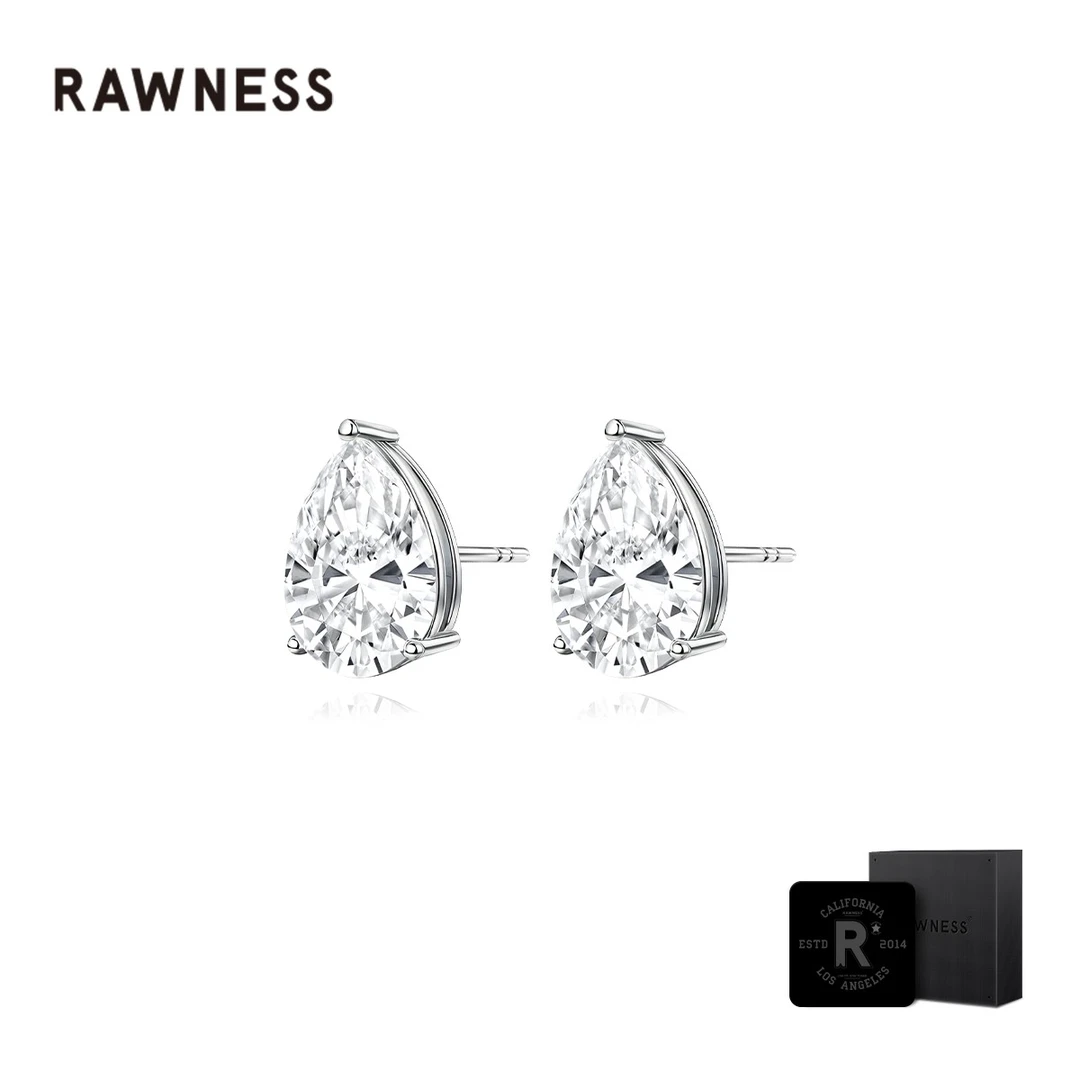 RAWNESS 铜合金合成锆石耳饰 情人节礼物水滴形耳钉防过敏设计感