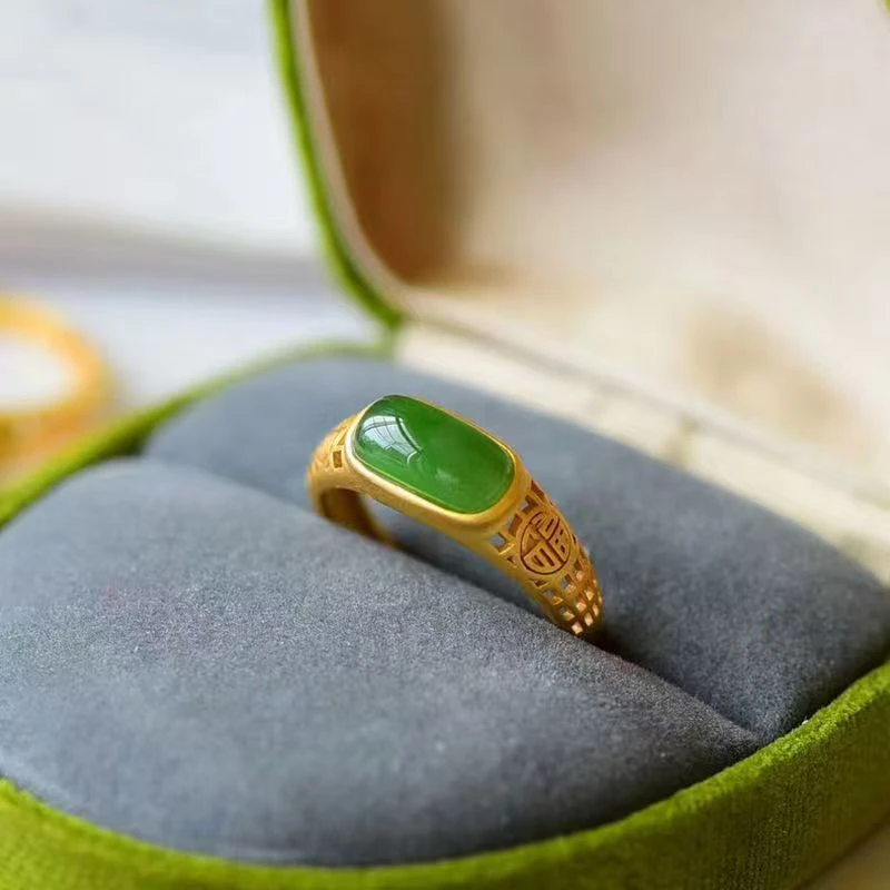 新款和戒指首饰福字碧绿戒指 指环饰品