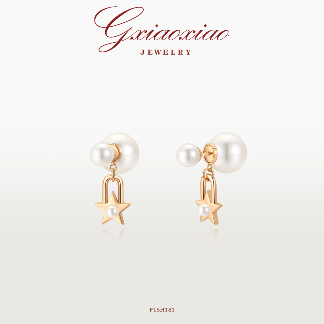G XIAOXIAO 镀K金 【星锁梦珠】法式轻奢高级气质星星耳环 F15H181