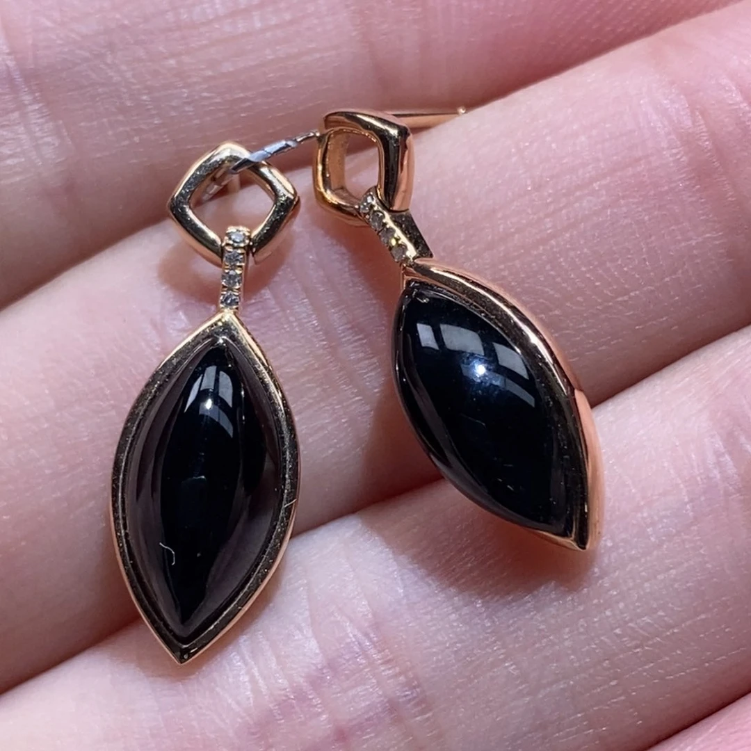 18K金镶嵌翡翠耳饰