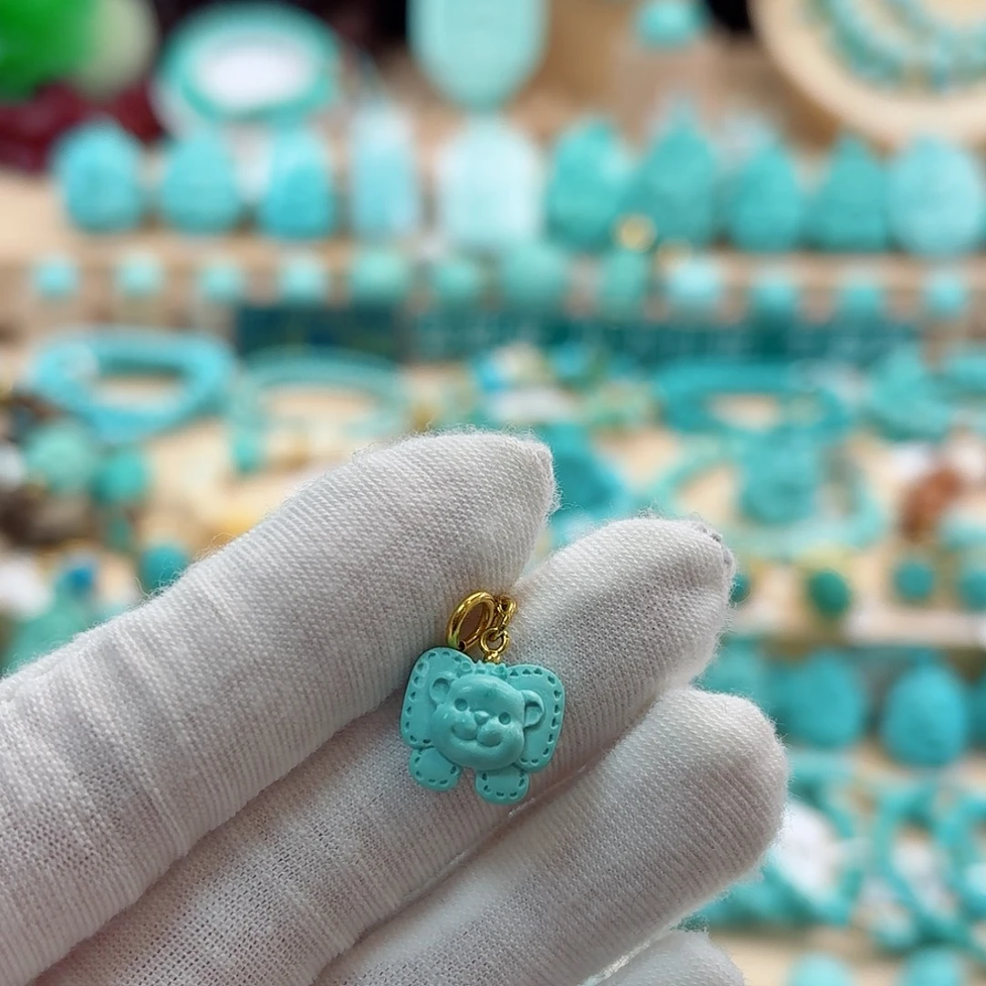 绿松石18K金镶嵌珠宝奇石