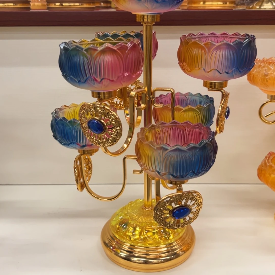 金属合金多彩七星烛台