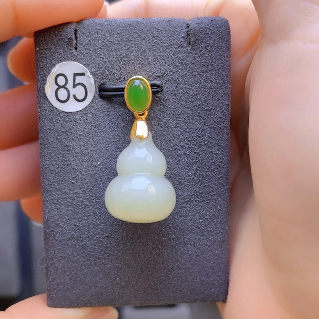 和田玉颈饰银S925镀金镶嵌