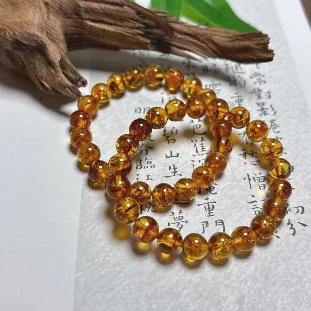 《铁头老猪》XYJ215天然琥珀蜜蜡花珀手串约9+mm多样性发其一