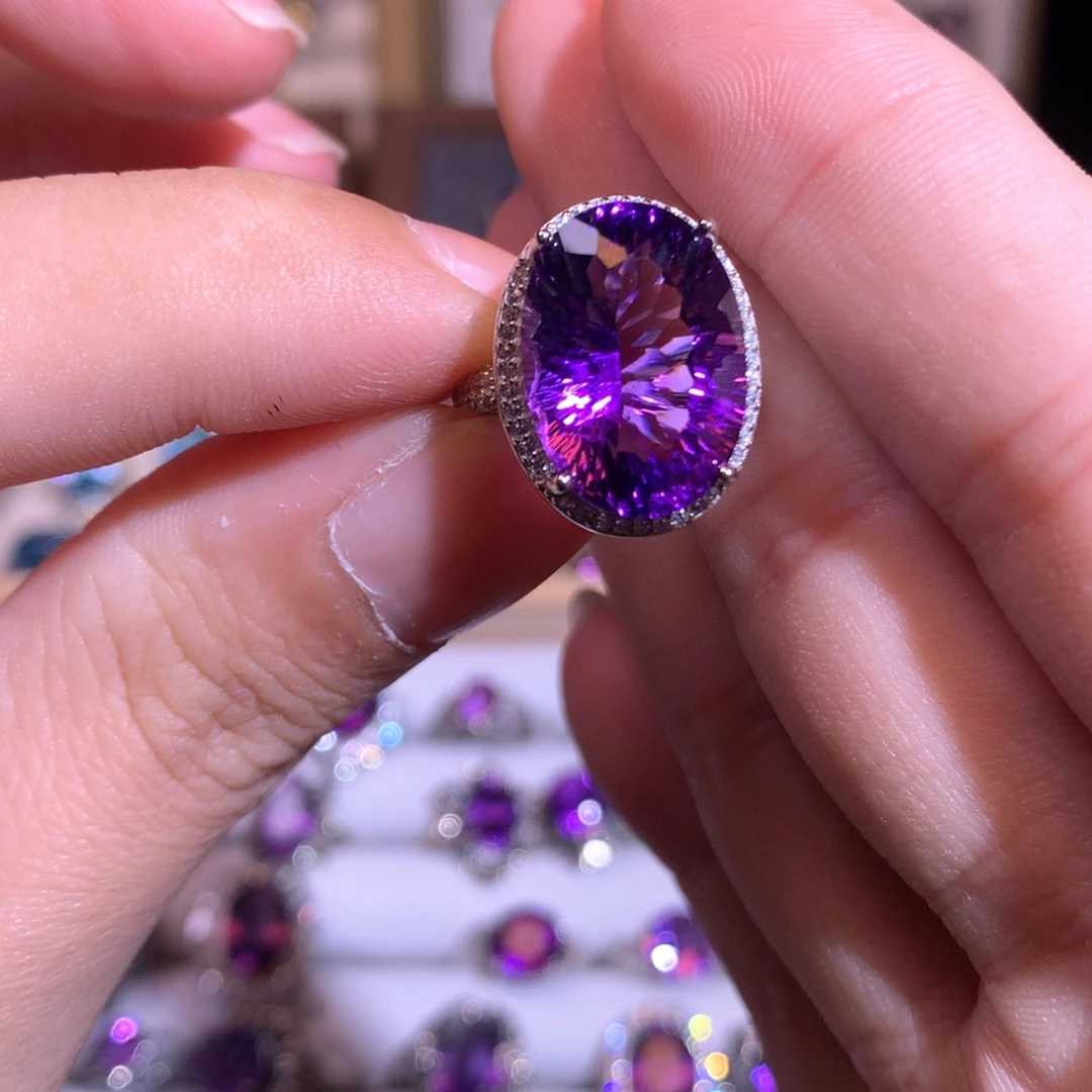 【闪购商品】水晶戒指银S925镶嵌m****t戒指