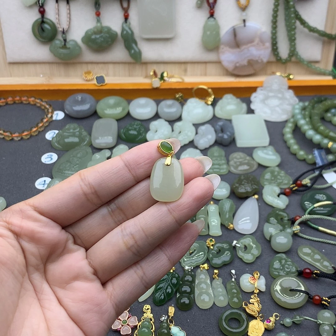 和田玉吊坠(不含链)银S925镶嵌