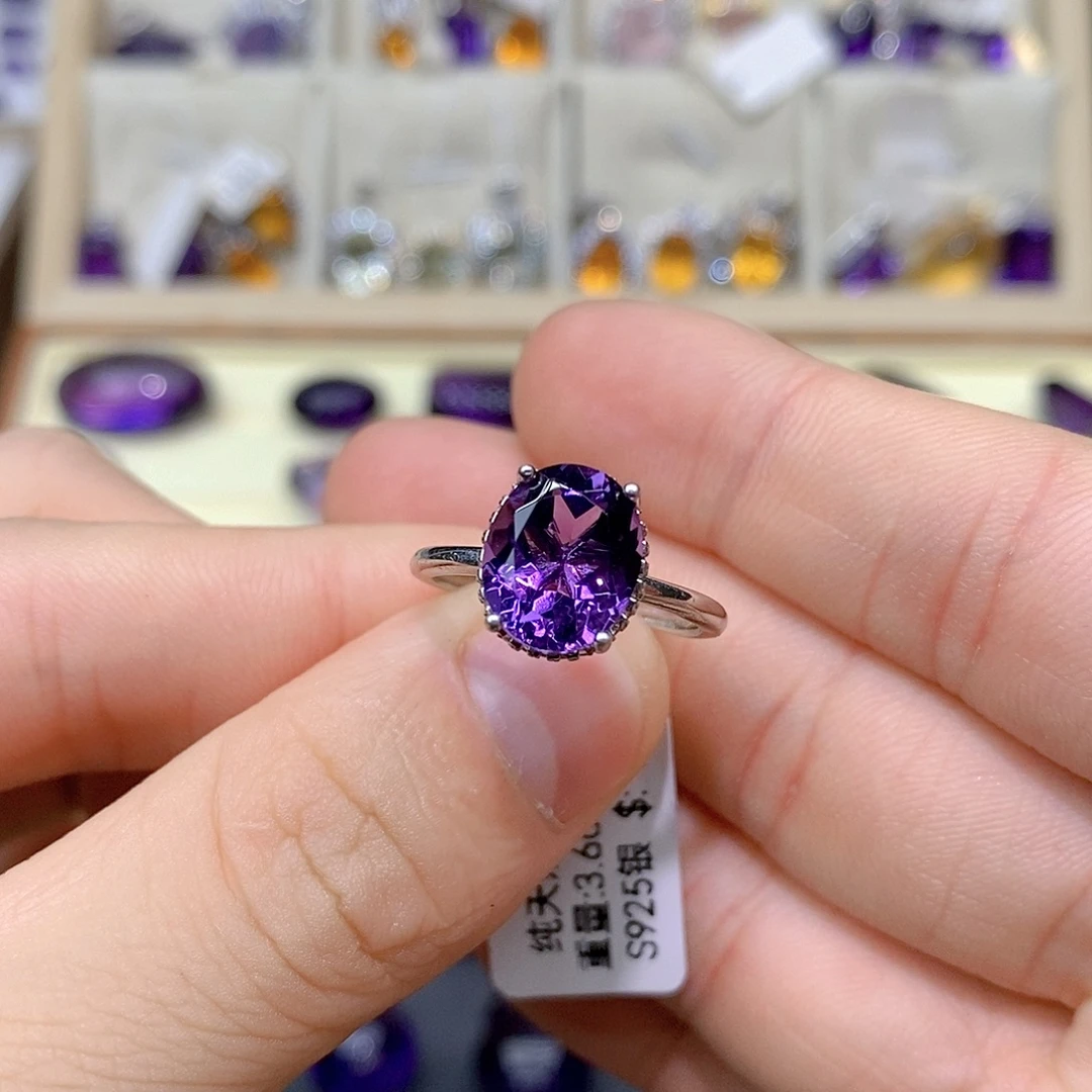 紫晶银S925镶嵌珠宝半成品