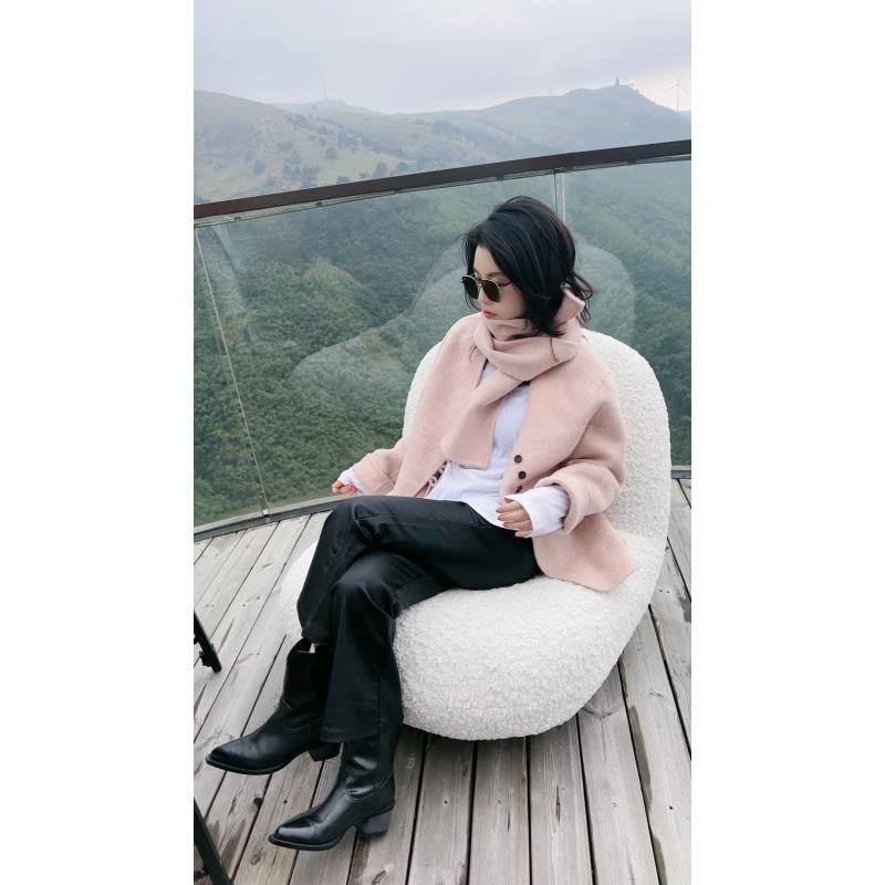 法悦定制●秋冬时尚带围脖双面羊-绒外套S5479