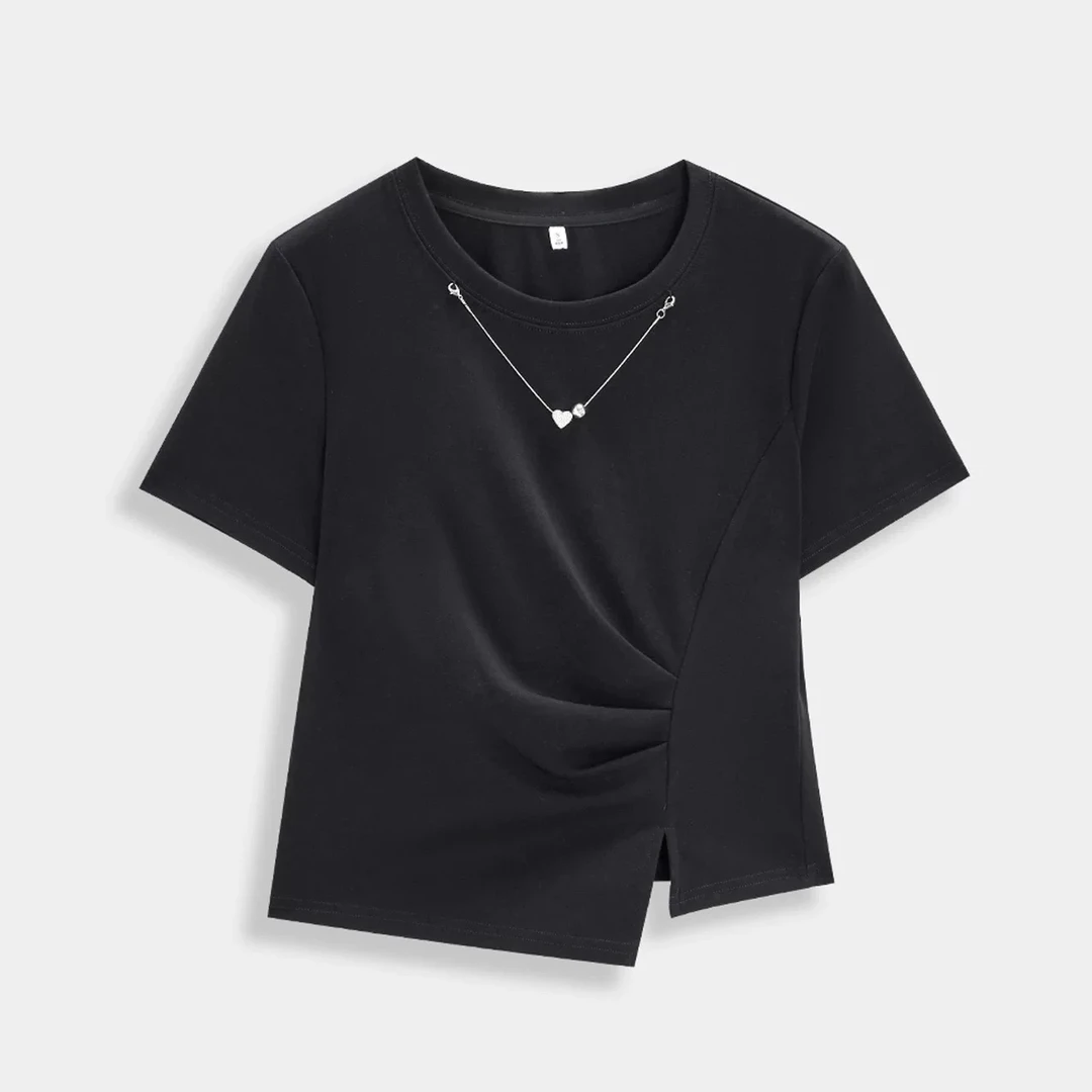 （女王范）2531女士项链款时尚短袖T恤