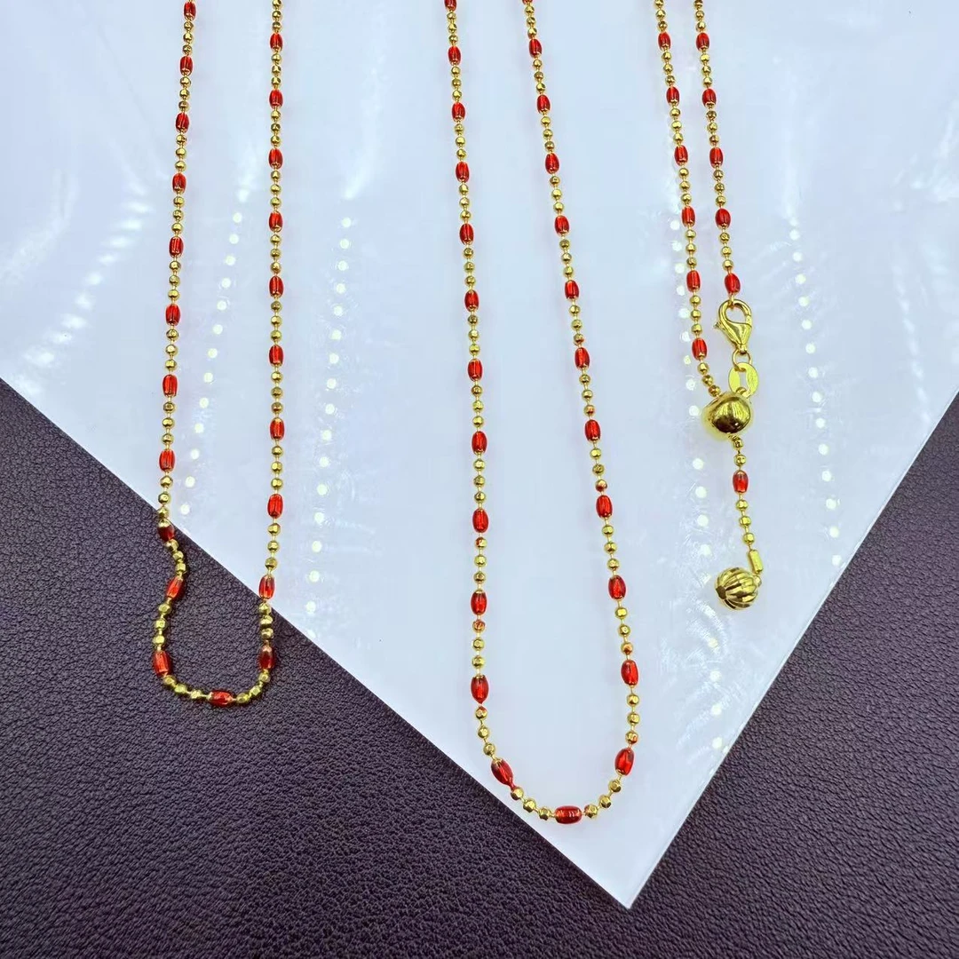 链子925银珐琅 「戴琴珠宝」FR5897-20寸银滴胶项链（多样性发其一）