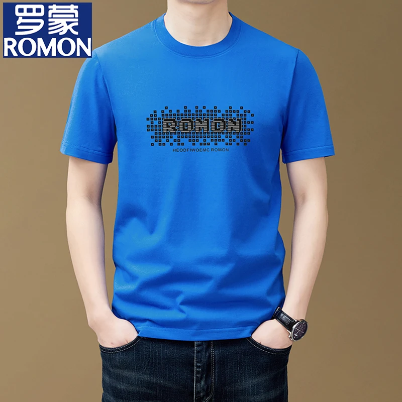 罗蒙男士短袖t恤夏季新款潮流纯棉圆领上衣休闲透气品牌体恤小衫