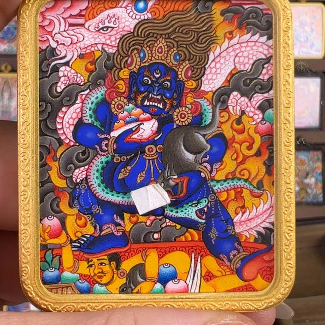 吊坠秋**宠黑财神唐卡绘画作品