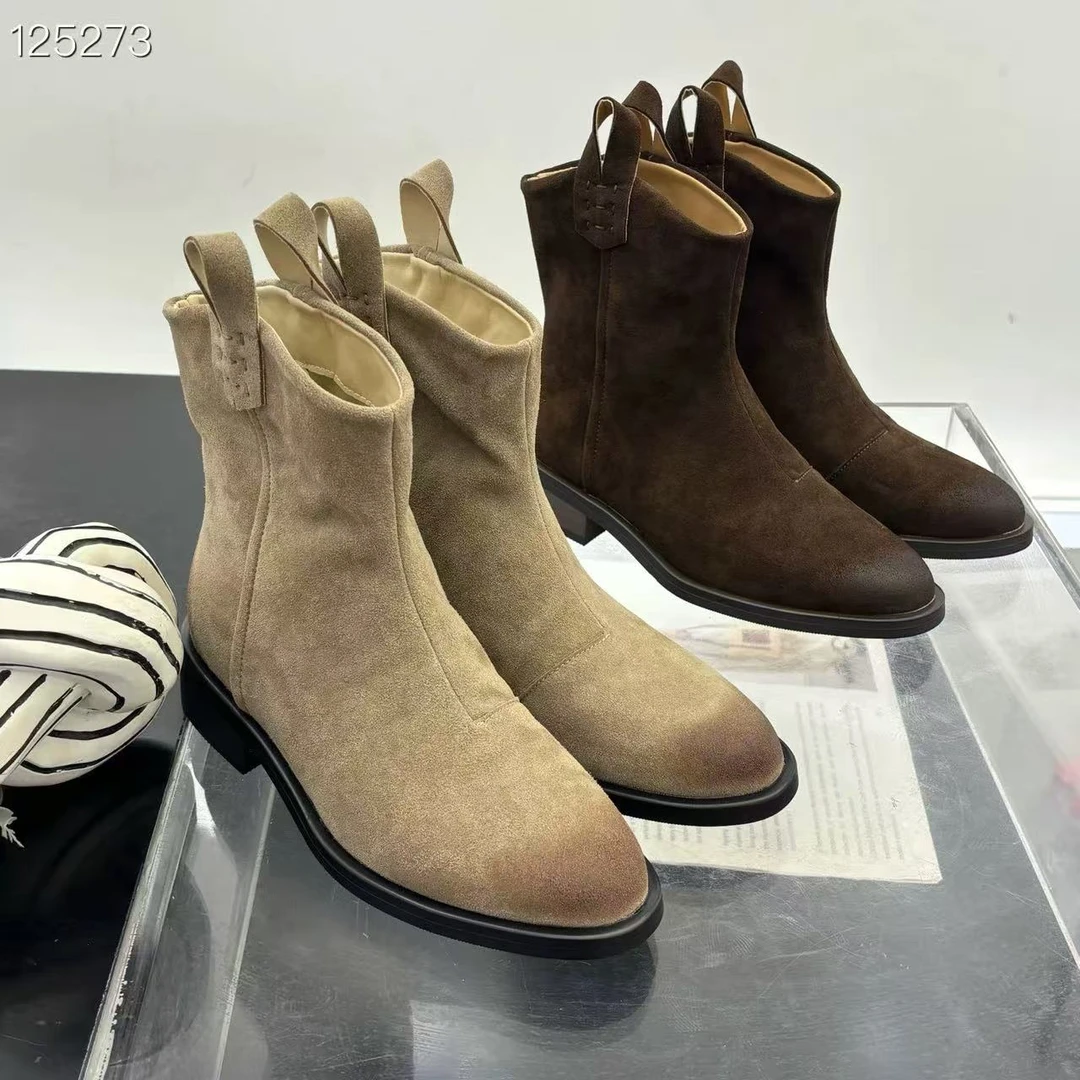 厚底时装靴女新款复古显瘦套筒马丁靴短靴238-2200（不加绒）