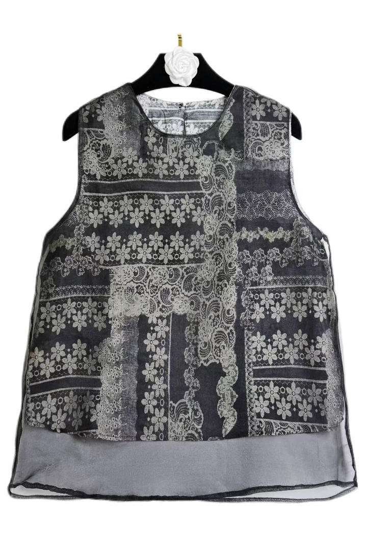 雅致【墨青花】双层透气夏季短衫