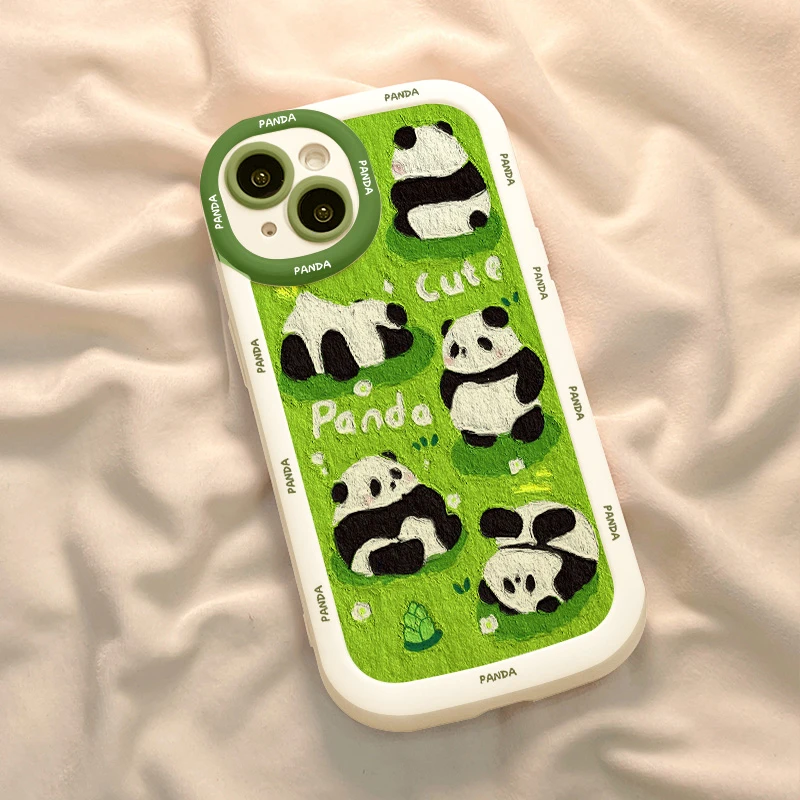 【苹果/华为/荣耀/OPPO/vivo小米】圆润熊猫磨砂泡芙防摔手机壳