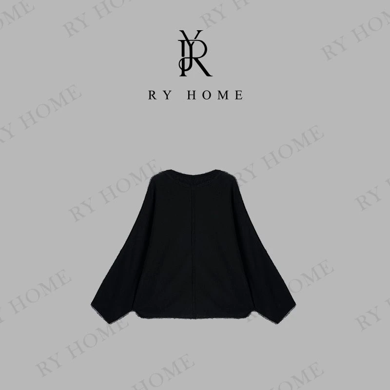 【容雨RYHOME】亚麻+绵羊毛须边宽松毛织上衣253M3020