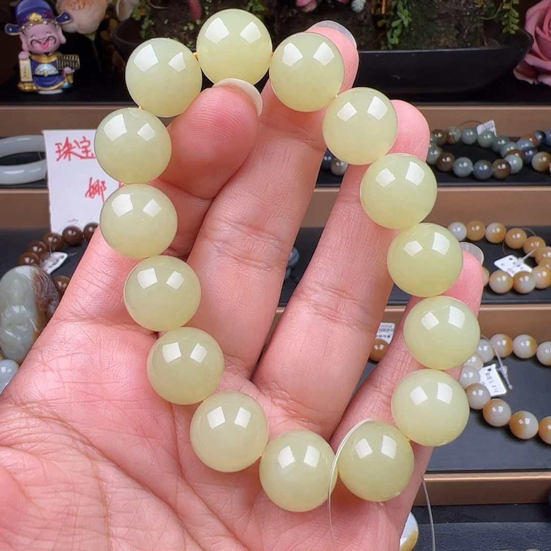 和田玉未镶嵌手链新疆若羌黄口卡13+