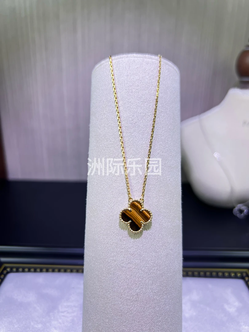 合金项链 四叶草单花虎眼V金项链经典精致