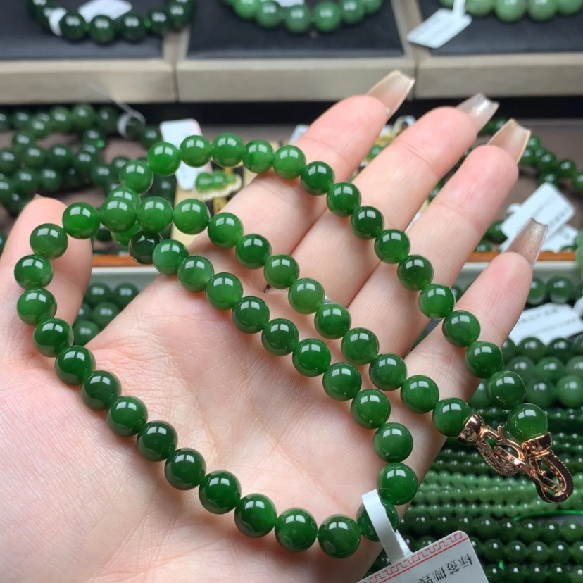 【闪购商品】和田玉(碧玉)颈饰未镶嵌8m辣绿色