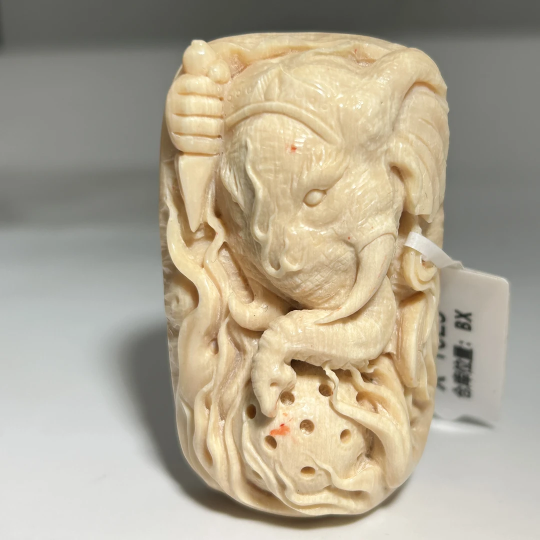 猛犸牙雕冰咖象神吊坠62*37*22mm假一罚四x1023