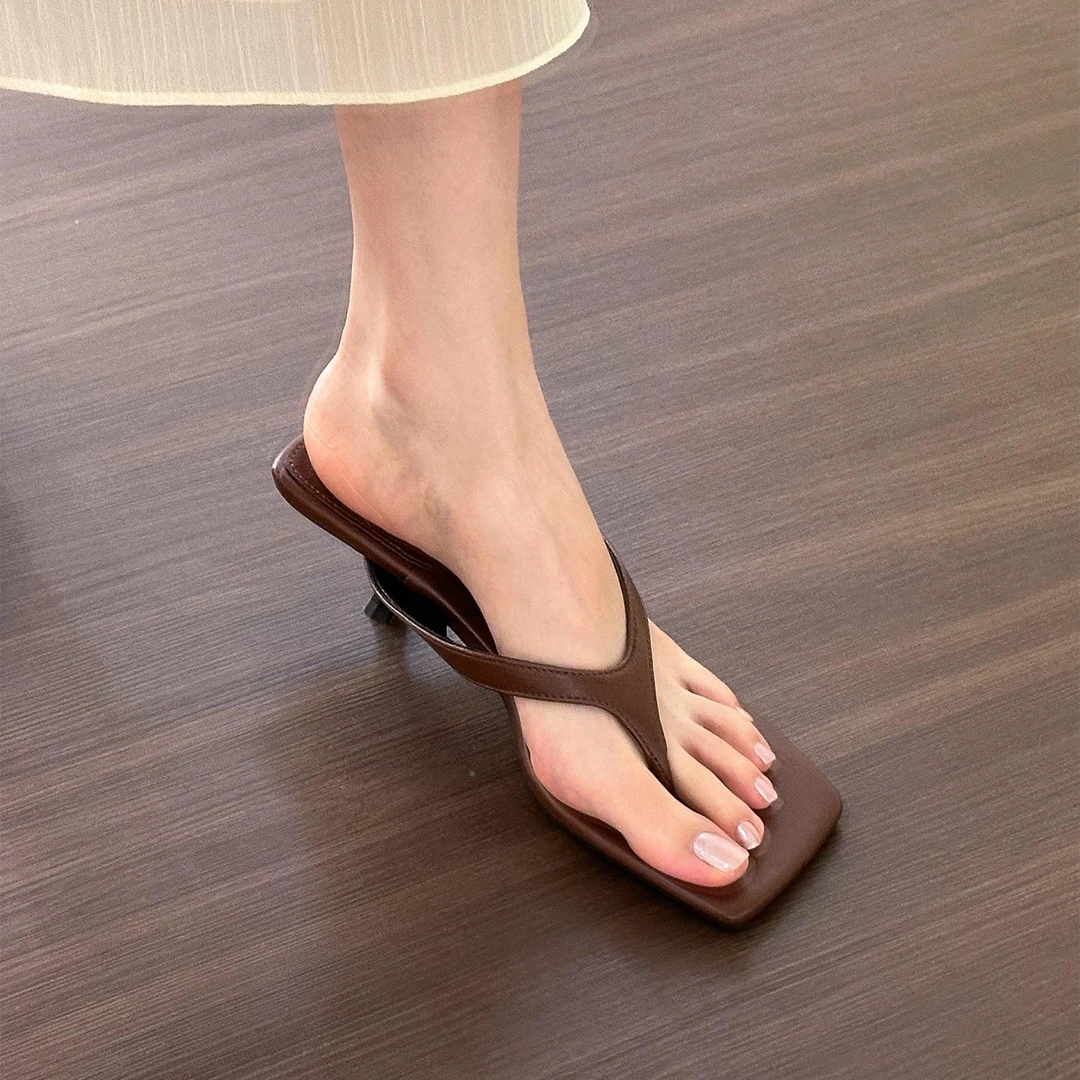 elingstudio复古人字凉拖鞋女夏季外穿2025新款明星同款百搭鞋子