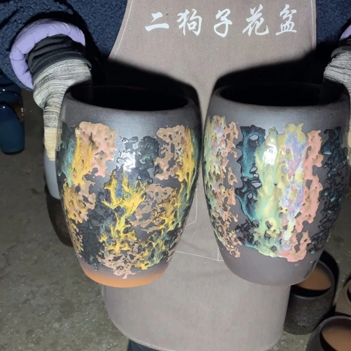 紫砂花盆口17高27瑕疵瑕疵