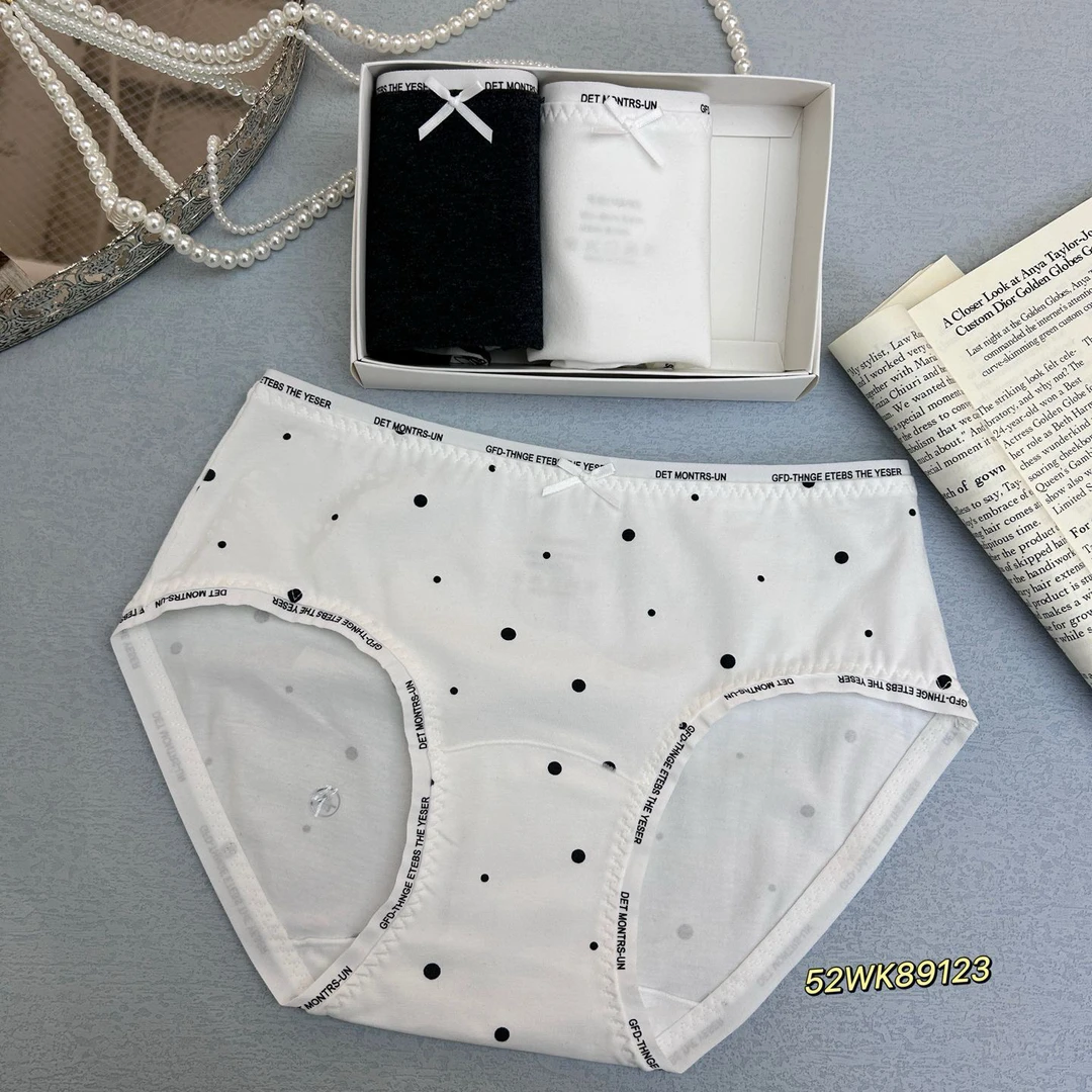 89123少女条纹 中腰少女棉质三角裤简约舒适底裆3条装