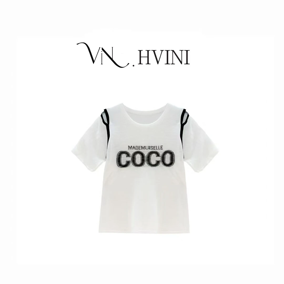【COCO】2025夏季新款时尚天-丝+亚麻设计师上衣H3583